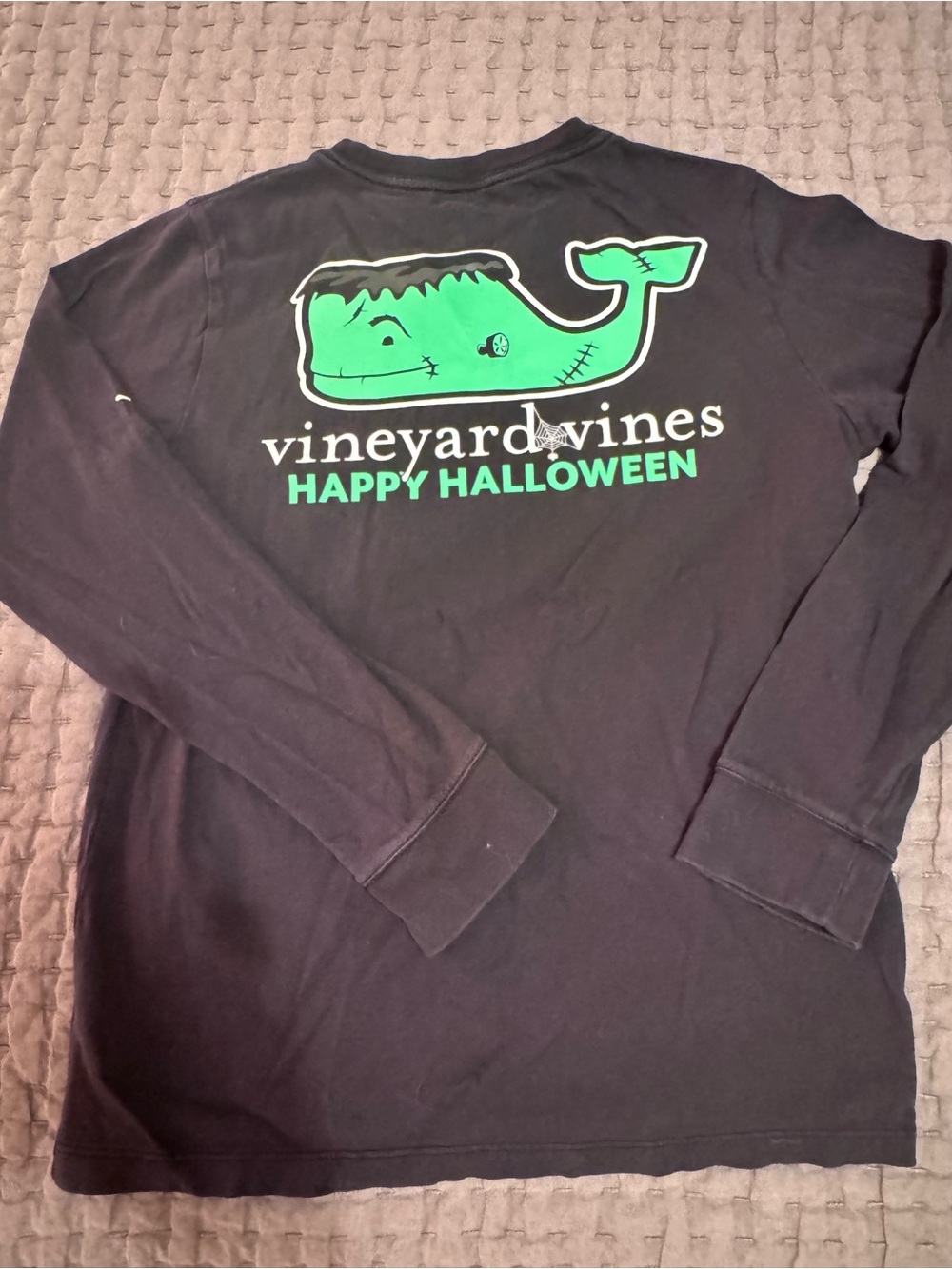 Youth Vineyard Vines Halloween Long-Sleeve Pocket Tee- Glow In The Dark!